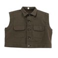 thumbnail image 1 of TIEVOSA Garçon Fille Enfant Veste Sans Manches Unie Veste Décontractée Manteau, 1 of 5