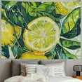 thumbnail image 2 of Chilfamy Tapestry Watercolor Lemon Nice Orange Pattern Tea Leafs Citrus Lime Food Drink Green Fruit Abstract Color Tapestry Wall Hanging Blanket Wall Bedroom Decor Painting, 2 of 6
