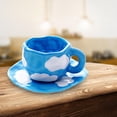 thumbnail image 3 of Taza de café de cerámica irregular, grande con bandeja, taza para beber, taza de té de 250 ml para , café, oficina en casa, Nad, Azul Sunnimix taza de café con leche, 3 of 8
