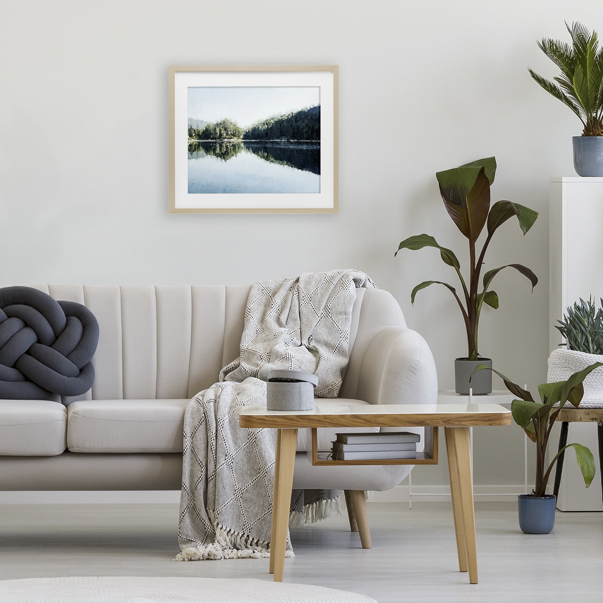 Stupell Industries Blue Lake Reflections Birch Framed Print Under Glass, design by Kim Curinga
