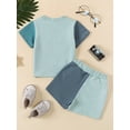 thumbnail image 3 of Niusricy Kids Boy Summer Outfits 2T 3T 4T 5T 6T Toddler Baby Short Sleeve T-Shirt Letter Embroidery Tops + Pocket Shorts Set Little Boys Fashion Comfy Casual 2Pcs Daily Clothes for Vacation, 3 of 8