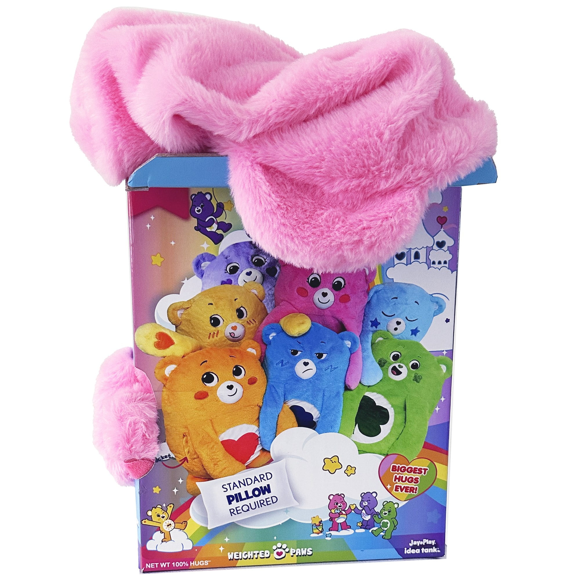 Happy Nappers: Care Bears Pillow Pocket Pal - Cheer Bear - Plush Character Pillow Case, Animal Cover w/ Weighted Paws, Soft Huggable Companion, Kids