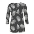 thumbnail image 4 of Women`s en Vrac Smart Nature Col Rond Impression Manches 3/4 95% Polyester, 5% Spandex Haut (Gris, L), 4 of 5
