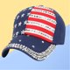 thumbnail image 3 of EeaseMX Gorra de béisbol con bandera estadounidense y brillantes diamantes de imitación para mujer (azul), 3 of 8