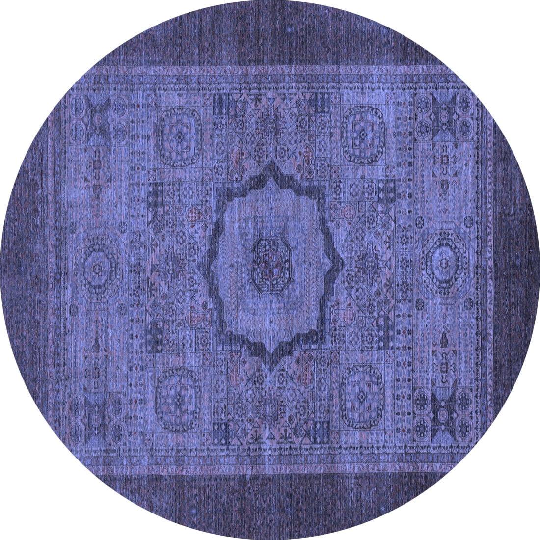 Ahgly Company Machine Washable Indoor Round Abstract Blue Modern Area ...