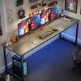 thumbnail image 4 of Computer Desk, 80 Inch Office Desk, Gaming Desk with Storage, Writing Desk Work Desk for Home Office, Study, Long Simple Desk, Large Legroom, Metal Frame, Grey, 4 of 18