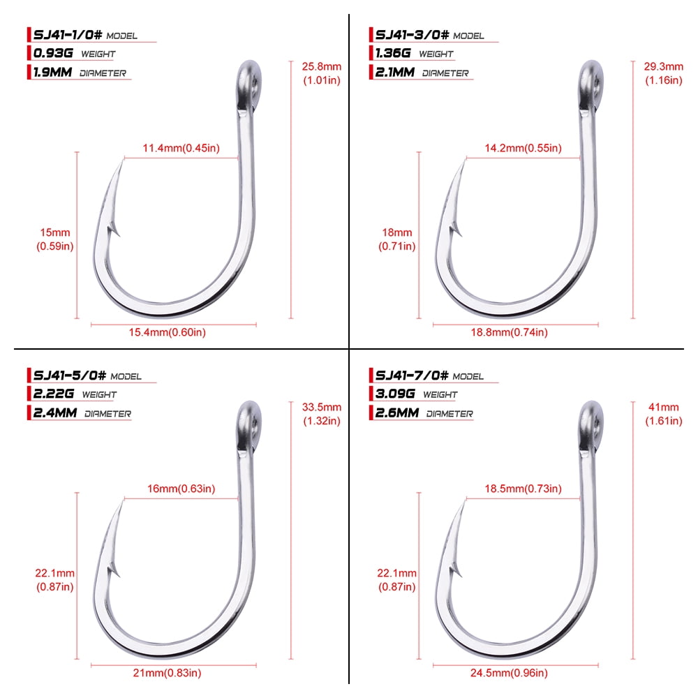 20pcs/lot 1/0-13/0 Strong stainless steel Jigging Hook Jig Big Fishing Hook Saltwater Fish Hook