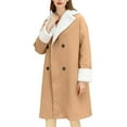thumbnail image 2 of Women's Fleece Lined Trench Coat, Mid-Length Casual Windbreaker, Soft Plush Inner Layer Jacket, Elegant Outerwear, Comfortable Daily Wear Coat Khaki XXXXL, 2 of 5