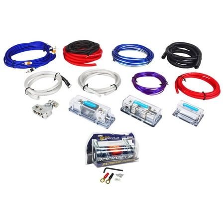 Rockville RDA4+8K Dual 4/8 AWG Multi-Amp True Gauge Wire Kit+4 Farad (Best 2 Farad Capacitor)