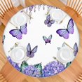 thumbnail image 2 of Purple Flower Butterfly Pattern Round Fitted Tablecloth with Elastic Edge,Dining Table Cover Waterproof,Outdoor Round Tablecloth for Camping,Dining,Indoor and Outdoor, 2 of 7