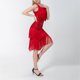 thumbnail image 4 of Gibobby Vestidos noche Vestido baile con borlas lentejuelas europeas y , vestido baile, vestido actuación baile en escenario, vestido actuación, vestido baile（Rojo， L), 4 of 5