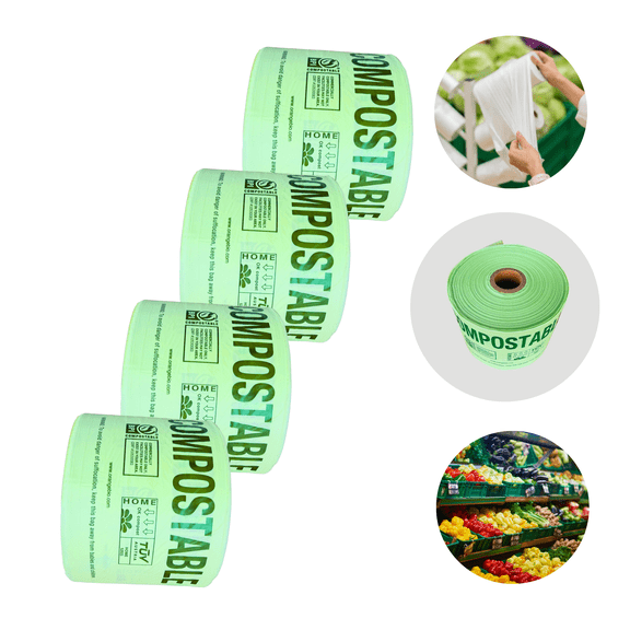 OrangeBio Certified Compostable Produce Bags (14" x 18"), 1000 Count, Plant-Based, Food-Contact Safe