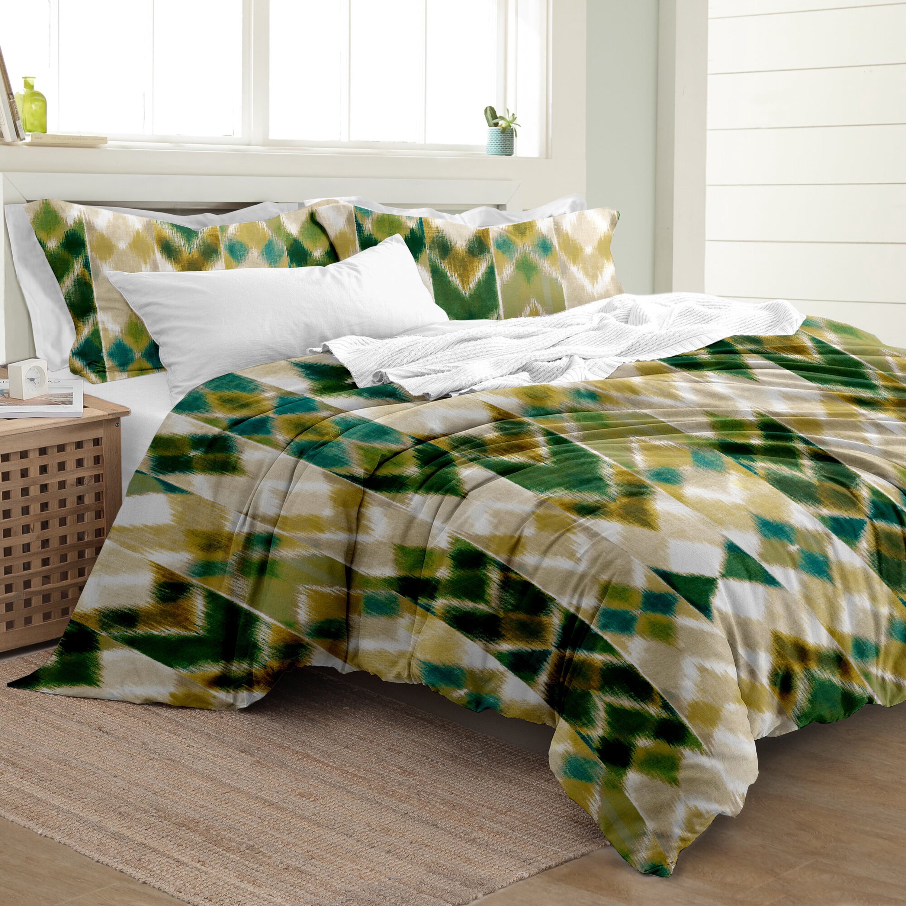 Delara Organic Cotton Duvet Sets 300 Thread Count, 3 Piece Duvet Cover with 2 Shams, Queen