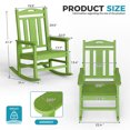 thumbnail image 2 of Oversized HDPE Outdoor Rocking Chair, All-Weather High Back Porch Rocker, Light Green, 2 of 7