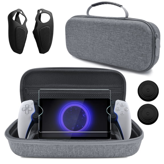 UUBOXS Hard Carrying Case for PlayStation Portals Case, Upgrade Protective Travel Bag, Shockproof Storage Bag with HD Screen Protector, Split Silicone Protective Cover, and 2 Thumb Grips