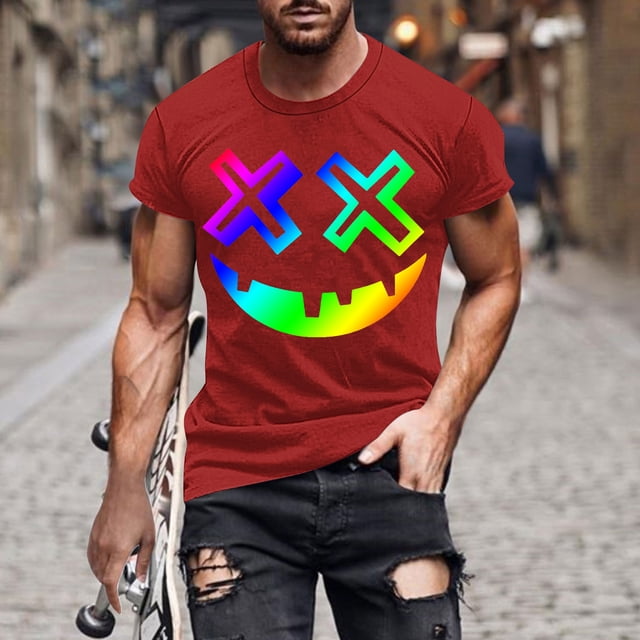 Blusas y camisas de manga corta y cuello redondo para hombre. Blusas/camisetas de manga corta con cuello redondo y estampado de Halloween para hombre. Blusa para hombre.