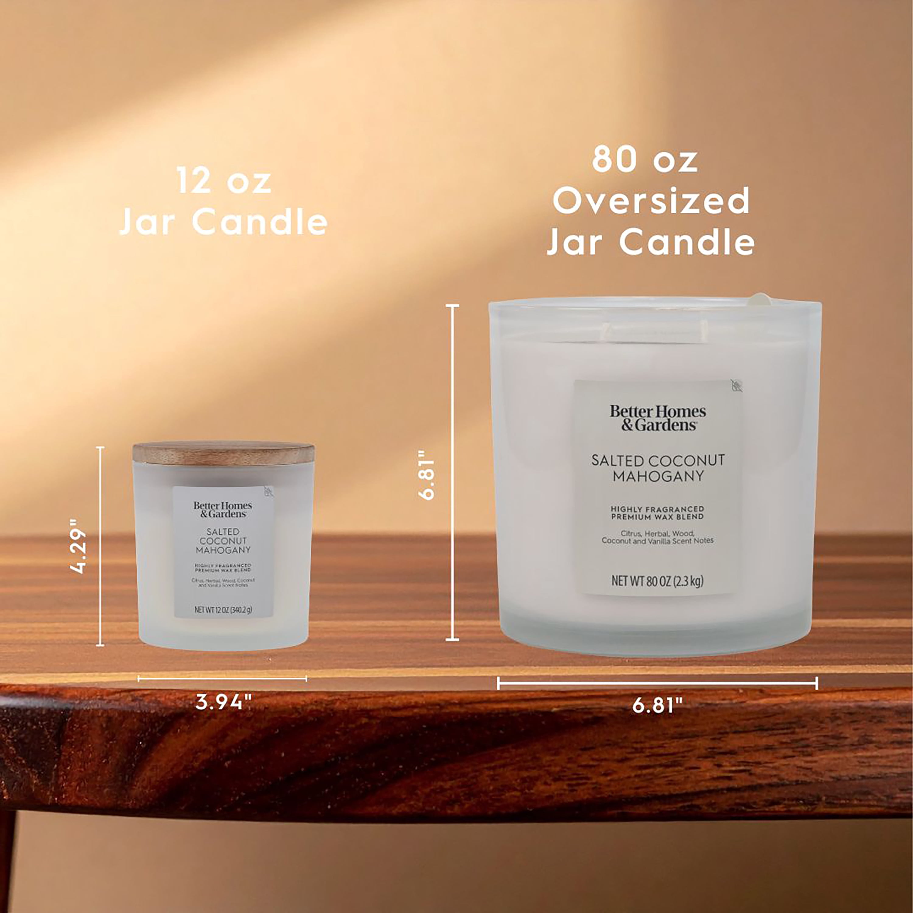 Better Homes & Gardens Salted Coconut Mahogany Scented 4-Wick Large Oversized Jar Candle 80oz.