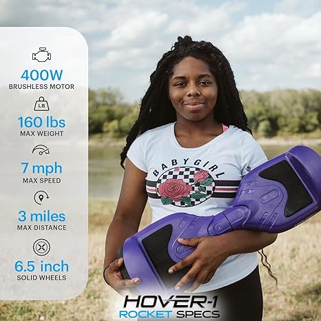 Hover-1 Rocket Hoverboard for Children, 7 MPH Max Speed, Purple - image 3 of 7