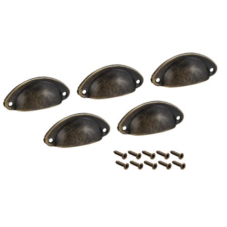 Vintage Cup Pulls - 40mm Hole Centers Vintage Style Cup Shell Drawer Pull Handle Bronze Tone 5pcs