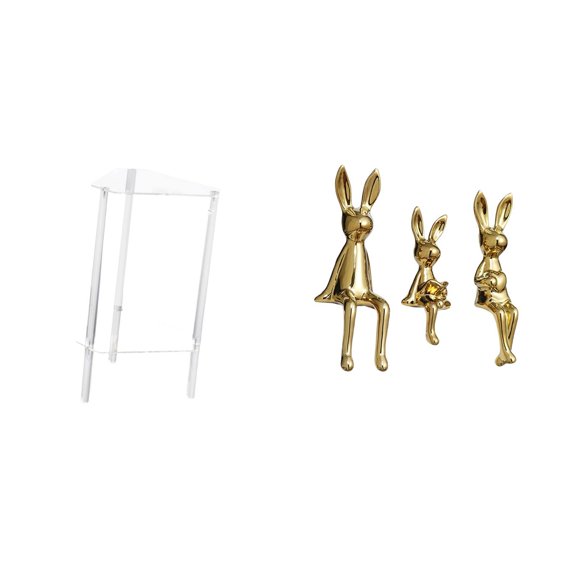 Mesita De Noche Minimalista De Acrílico Con Figura De Familia De Conejos, Moderna Mesita De Noche Y Escultura De Animal, Centro De Mesa Para Decoración De Sala De Estar Y Dormitorio.