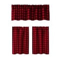 thumbnail image 2 of 3pcs Cafe Curtain Set, One Top Valance and Two Lower Panels, Light Filtering Thermal Window Covering for Kitchen Bathroom Basement Laundry Room and Small Windows, B-Wine, 2 of 9