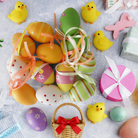 12pcs Speckled Easter Eggs Set, Plastic Easter Eggs Decor, Easter Egg Fillers for Party Basket and Table Decorations