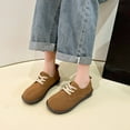 thumbnail image 5 of Lovskoo 2024 Women's Dress Leather Shoes Round Toe Small Flat Heel Collision Ladies Single Shoes Water Proof Brown, 5 of 7
