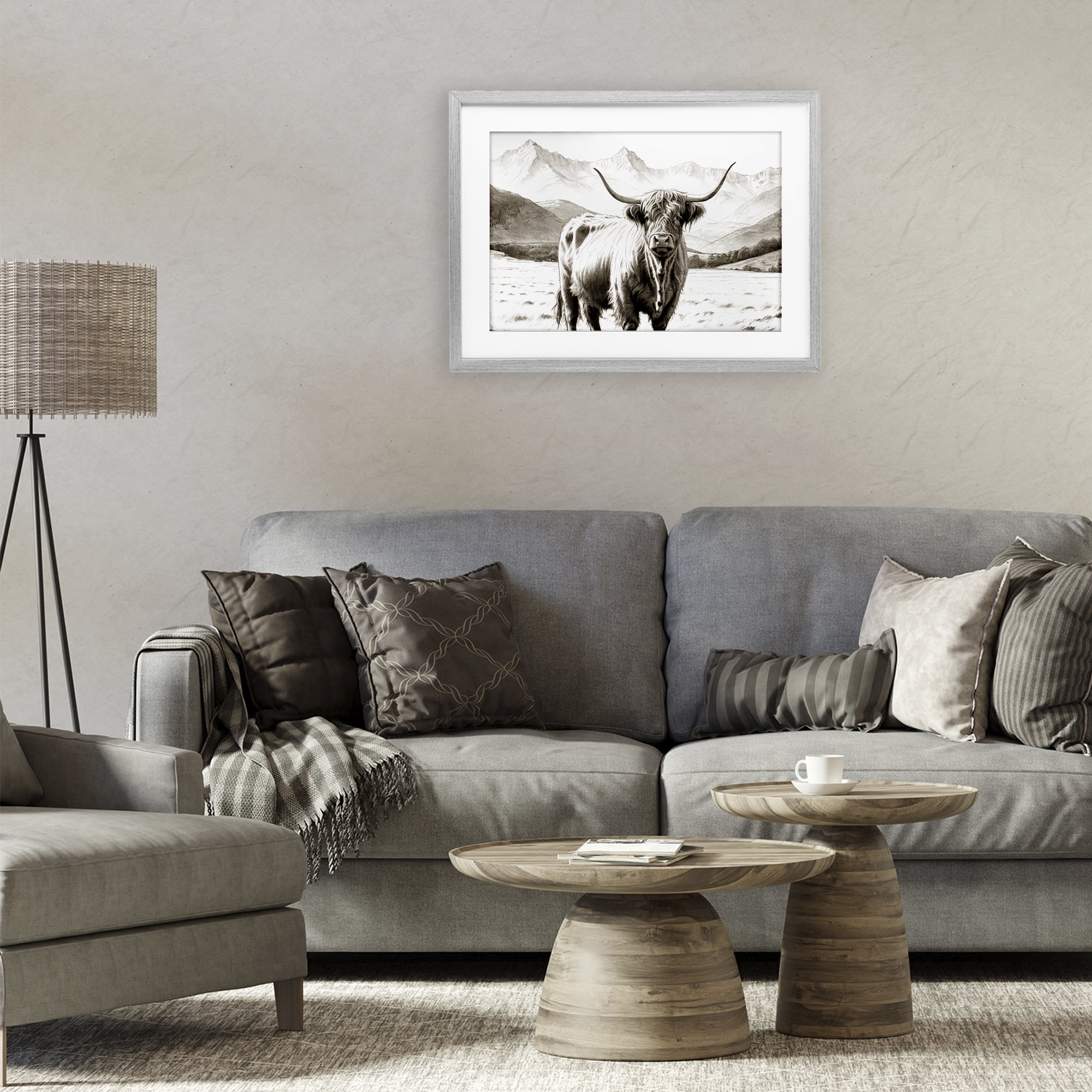 Stupell Industries Highland Sepia Sketch Gray Framed Print Under Glass, design by Kim Allen