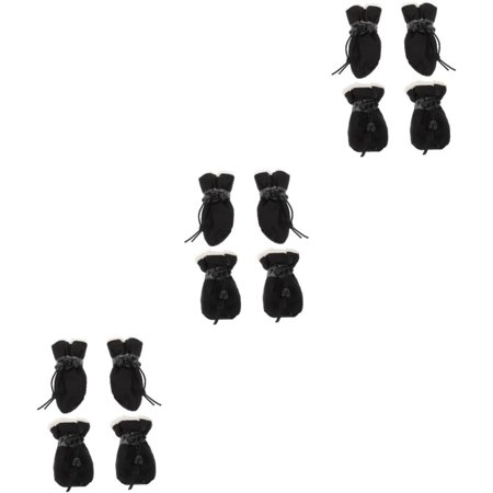 12 Pcs Pet Shoe Covers Trendy Sneakers Dog Paw Protector Breathable Dog Shoes Pet Snow Shoes Dog Shoes for Large Dogs Dog Boots Paw Protector Velvet Black Pet Warm Shoes Keep Warm