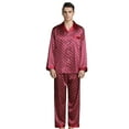 thumbnail image 1 of Elegant Mens Pajamas, Two Piece Set, Soft Satin Feel Sleepwear, 1 of 7