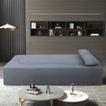thumbnail image 3 of 2-in-1 Convertible Sofa Bed, Full Size Folding Loveseat with Soft Teddy Fabric, Space-Saving Mattress, No Assembly Required – Perfect for Small Apartments, Dorm Rooms, RVs & Gray Sofa Bed Solution, 3 of 9