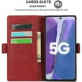 thumbnail image 2 of Galaxy Note 20 Wallet Case,Premium PU Leather Flip Folio Case with Card Slot,Stand Holder and Magnetic Snap TPU Shockproof Interior Protective Case for Samsung Galaxy Note 20 5G,6.7" Red, 2 of 7