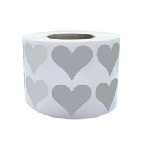 Royal Green Self Adhesive Labels 3/4" aprox inch Metallic Silver Heart Stickers Roll 19MM - 1200 Pack