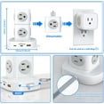 thumbnail image 4 of Power Strip Tower Surge Protector with USB 9 Outlets with 3 USB Ports (2 USB C), Flat Plug 5ft Extension Cord Multi Plug Extender Overload Protection for Home Office, 4 of 8