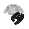 thumbnail image 1 of PENGXIANG Toddler Baby Boy Fall Clothes Suits Letter Print Tops and Long Pants Set 2 Pieces Set, 1 of 8