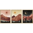 thumbnail image 2 of PixonSign Framed Canvas Print Wall Art Set - Sun & Crescent Moon Desert Landscape Posters - Set of 3 Wilderness Nature Mountain Illustrations Pastel Wall Décor for Living Room - 12"x16" Natural, 2 of 5