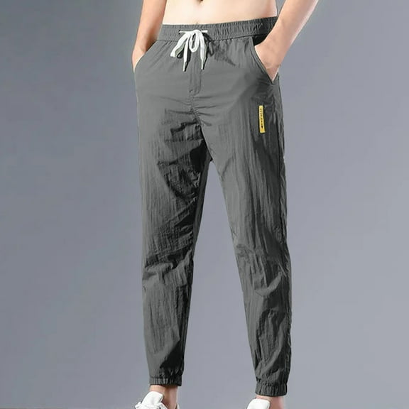 lmcalzta Mens Joggers Drawstring Elastic Waist Sweatpants with Pockets Gym Athletic Workout Trousers