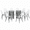 Black Table+8 Chairs, variant on A7Store 71 in Glass Dining Table,Gold Dining Table for 6-8，Large Size Kitchen and Dining Room Table with Tempered Glass top and Gold Double Column Metal Legs, Modern Rectangular Dining Table