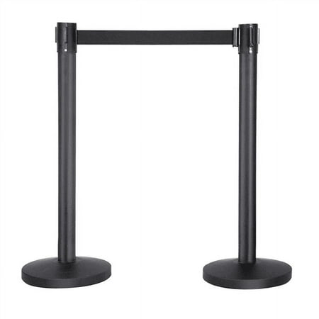 Renwick Crowd Control Stanchion with Retractable Belt,Black