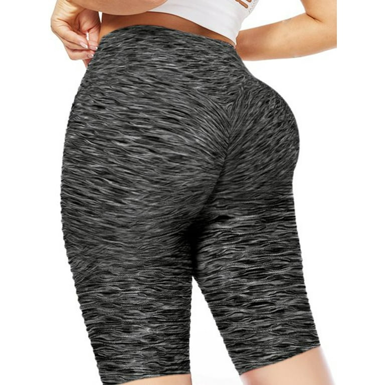 High Waist Workout Yoga Shorts for Women Tummy Control Running Athletic Non  See-Through Gym Casual Elastic Short Pants, Black/ Grey