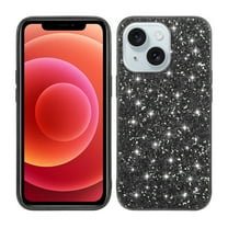 Compatible with iPhone 13 Glitter Plating Case, Luxury Bling Sparkly Shiny Cute Case Soft TPU Plating Bumper Raised Camera Shockproof Back Cover Wireless Charging for Women Girl, Black