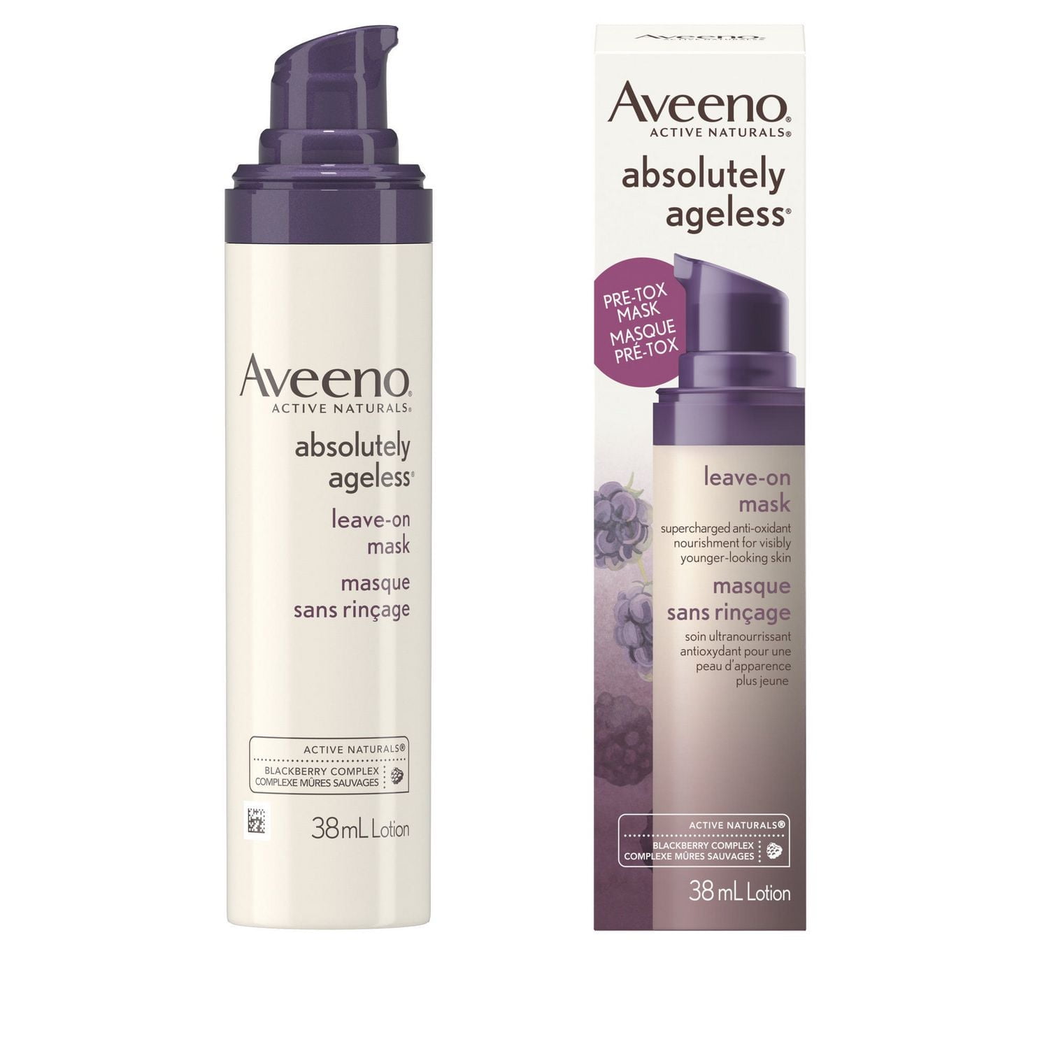Aveeno Absolutely Ageless Pré-Tox Masque quotidien sans rinçage en lotion, Hydratant antiâge, Non comédogène et hypoallergénique, 38 ml