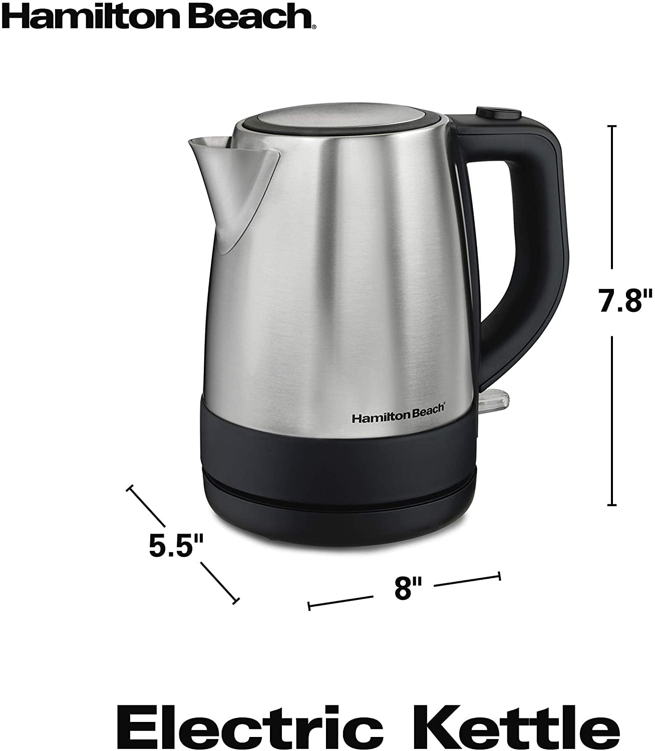 Hamilton Beach Commercial 1 liter Stainless Steel Hot Water Kettle - 7 3/4L  x 6W x 8H