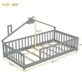 thumbnail image 3 of PORKISS Kids Montessori Floor Bed, Twin Floor Bed with Fence for Girls and Boys, without Door, Grey, 3 of 12