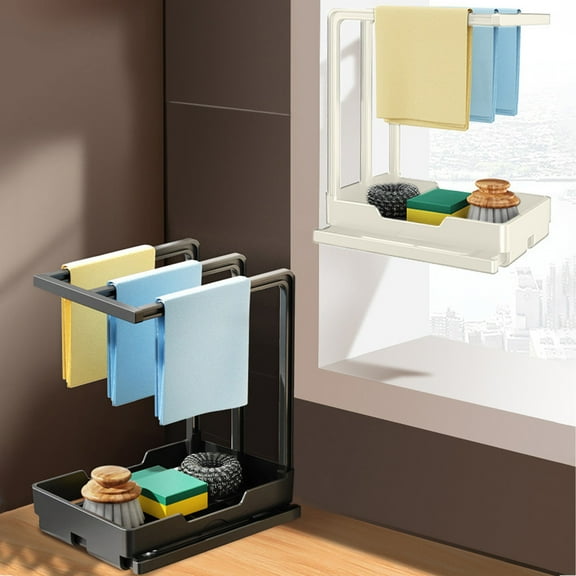 Kitchen Sink Rack Tray under $5! kkbbma Kitchen Sink Rack Tray Organizer Stand for Sponge, Dish Cloth, Rag, Brush, Scrubber Storage and Organization