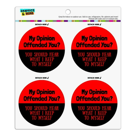 My Opinion Offended You Funny Refrigerator Fridge Locker Vinyl Circle Magnet Set