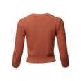 thumbnail image 3 of A2Y Women's Solid Cropped 3/4 Sleeve Button Down Crew Neck Knit Cardigan Sweater Dusty Orange L, 3 of 5