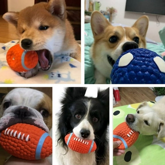 Pet Dog Toy Balls Squeak Puppy Toys Interesting Tennis Football Tooth Cleaning Toys for Dogs B