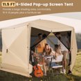 thumbnail image 4 of Costway 11.5 X 11.5 FT 6-Sided Pop-up Screen House Tent With 2 Wind Panels for Camping Coffee, 4 of 10