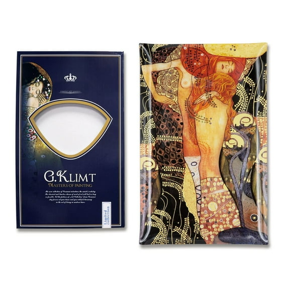 Decorative Glass Plate, Amazing Design Cake Platter Set for Home and Decor, in a Gift Box - 17 Inches x 11 Inches, Gustav Klimt